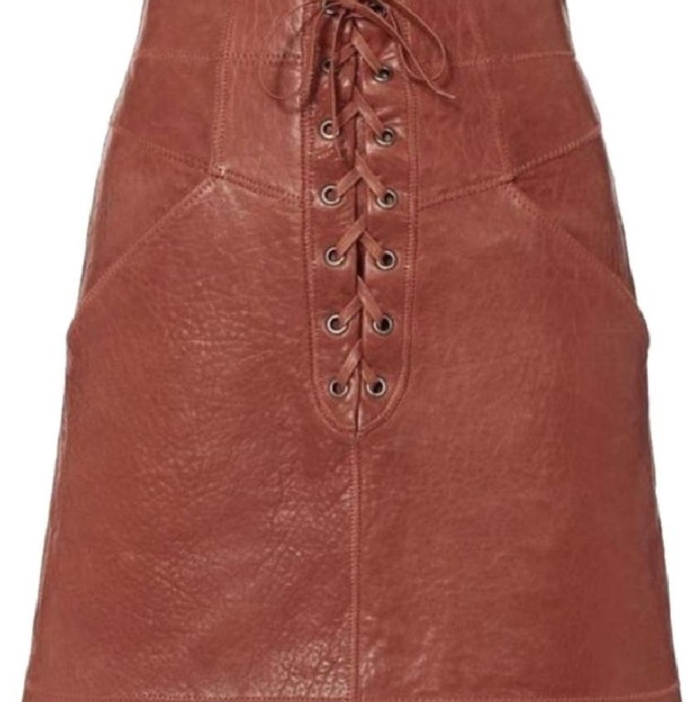 ALC Naomi Skirt Patchouli Leather Lace Up - Picture 2 of 7